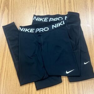 2 Nike Black Leggings with White Logo